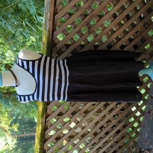 Black and white striped tank dress